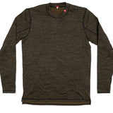 Waffleknit Thermal Top Men 2023 - A dark brown, heathered thermal top with a waffle-knit pattern and black trim around the neckline.