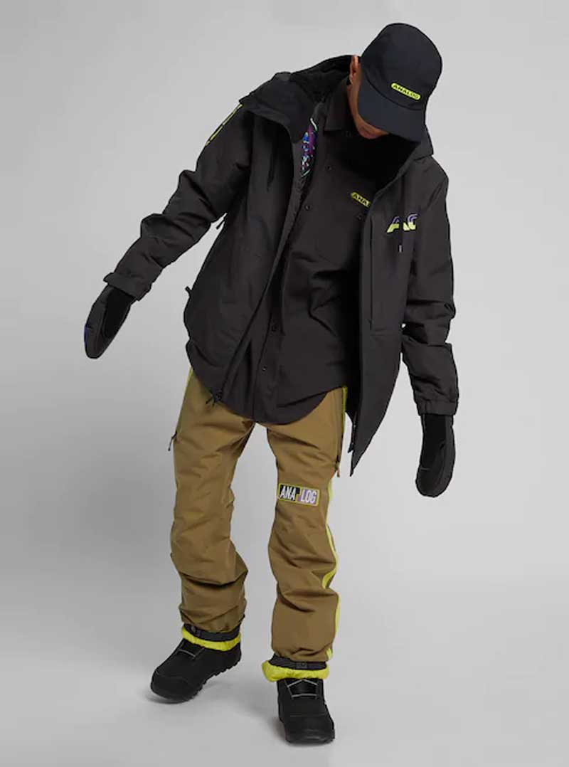 Analog Greed Jacket - Black jacket with purple, blue, green, and yellow accents on left chest area.