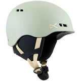 Anon Junior's Burner Helmet 2024 - A mint green helmet with a black chin strap and a white logo on the side.