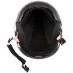 Anon Junior's Burner Helmet 2024 - A black helmet with a white logo on the front and straps for adjusting the fit.