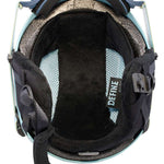 Anon Junior's Define Helmet 2024 - Black helmet with white logo on front and back, black chin strap, and silver buckle.