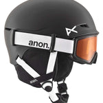 Anon Junior's Define Helmet 2024 - A matte black helmet with a white logo on top and an adjustable strap in the back.