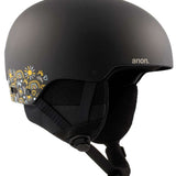 Anon Junior's Rime 3 Helmet 2022-2023 - A matte black helmet with a white logo on the front and a chin strap.