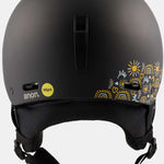 Anon Junior's Rime 3 Helmet 2022-2023 - A matte black helmet with a white logo on the front and a chin strap.
