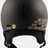 Anon Junior's Rime 3 Helmet 2022-2023 - A matte black helmet with a white logo on the front and a chin strap.