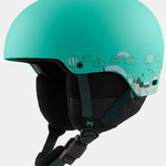 Anon Junior's Rime 3 Helmet 2022-2023 - A matte black helmet with a white logo on the front and a chin strap.