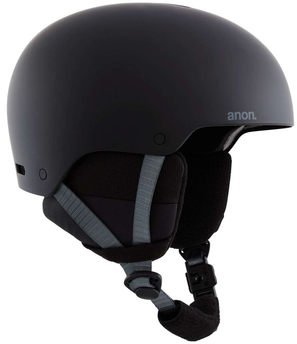 Anon Junior's Rime 3 Helmet 2024 - Matte black helmet with a sleek, aerodynamic design and adjustable vents on top.