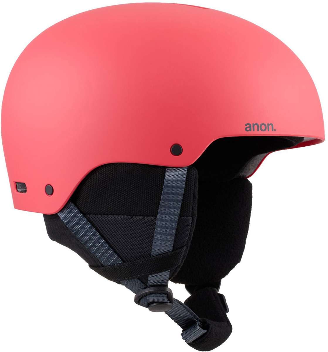 Anon Junior's Rime 3 Helmet 2024 - A coral-colored helmet with a matte finish and black straps.