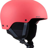 Anon Junior's Rime 3 Helmet 2024 - A coral-colored helmet with a matte finish and black straps.