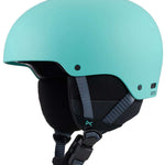 Anon Junior's Rime 3 Helmet - A matte black helmet with a white logo on the front and a chin strap.