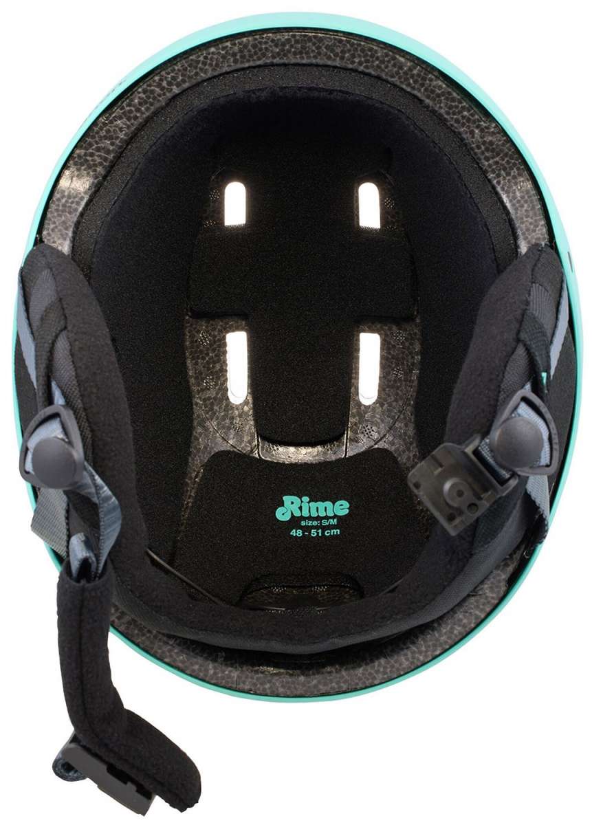 Anon Junior's Rime 3 Helmet 2024 - Black helmet with white logo on front and back, black chin strap.