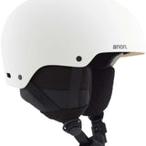 Anon Junior's Rime 3 Helmet 2024 - White helmet with a black strap and buckle on the back, featuring a small logo on the side.