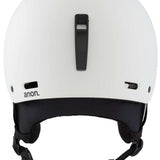 Anon Junior's Rime 3 Helmet 2024 - White helmet with black straps and buckle, featuring a small logo on the front.