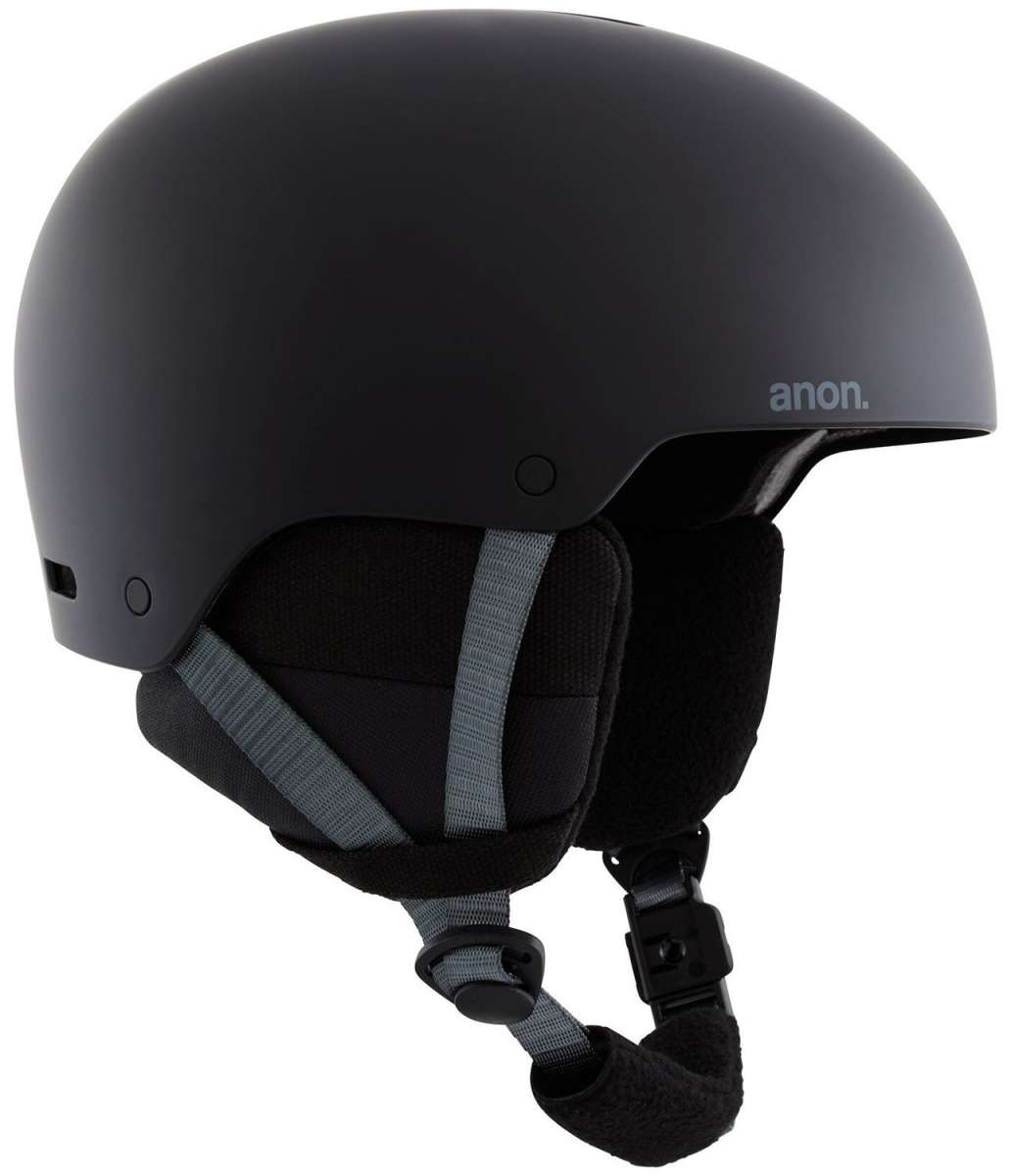 Anon Junior's Rime 3 Helmet 2024 - A matte black helmet with a sleek, aerodynamic design and a subtle logo on the front.