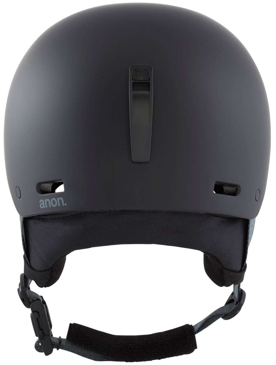 Anon Junior's Rime 3 Helmet - Matte black helmet with a sleek, aerodynamic design and adjustable vents on top.