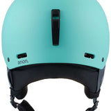 Anon Junior's Rime 3 Helmet - A matte black helmet with a white logo on the front and a chin strap.