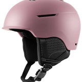 Anon Ladies Logan WaveCel Helmet 2022-2023 - A dusty rose helmet with a black chin strap and ventilation holes on top.