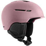 Anon Ladies Logan WaveCel Helmet 2022-2023 - A dusty rose-colored helmet with a black chin strap and ventilation holes on top.
