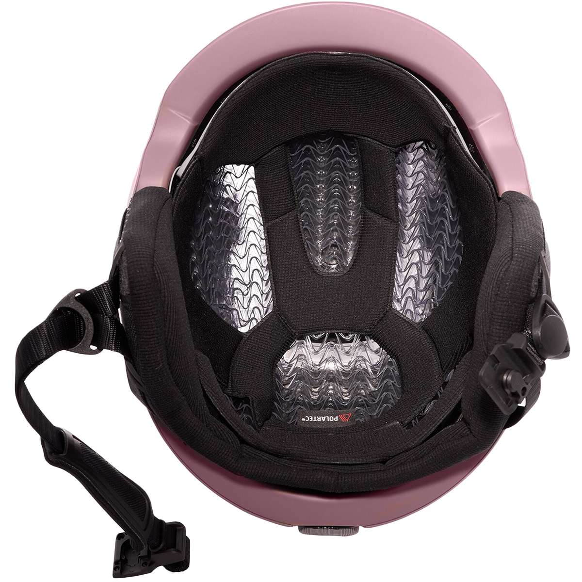 Anon Ladies Logan WaveCel Helmet 2022-2023 - A dusty rose helmet with a black strap and buckle on the back, featuring a wave pattern on the front.