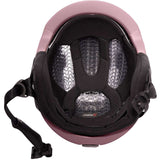 Anon Ladies Logan WaveCel Helmet 2022-2023 - A dusty rose helmet with a black strap and buckle on the back, featuring a wave pattern on the front.