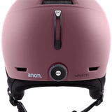 Anon Ladies Logan WaveCel Helmet 2022-2023 - A dusty rose-colored helmet with a black chin strap and white logo on the front.
