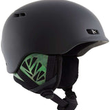 Anon Ladies Rodan Helmet 2022-2023 - A matte black helmet with a green logo on the side and ventilation holes along the top edge.