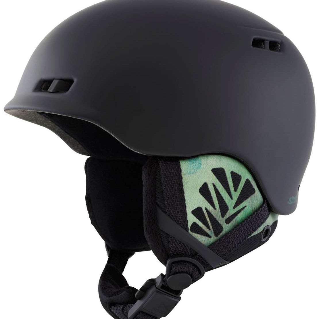 Anon Ladies Rodan Helmet 2022-2023 - A matte black helmet with a subtle pattern of light blue dots on the side and back.