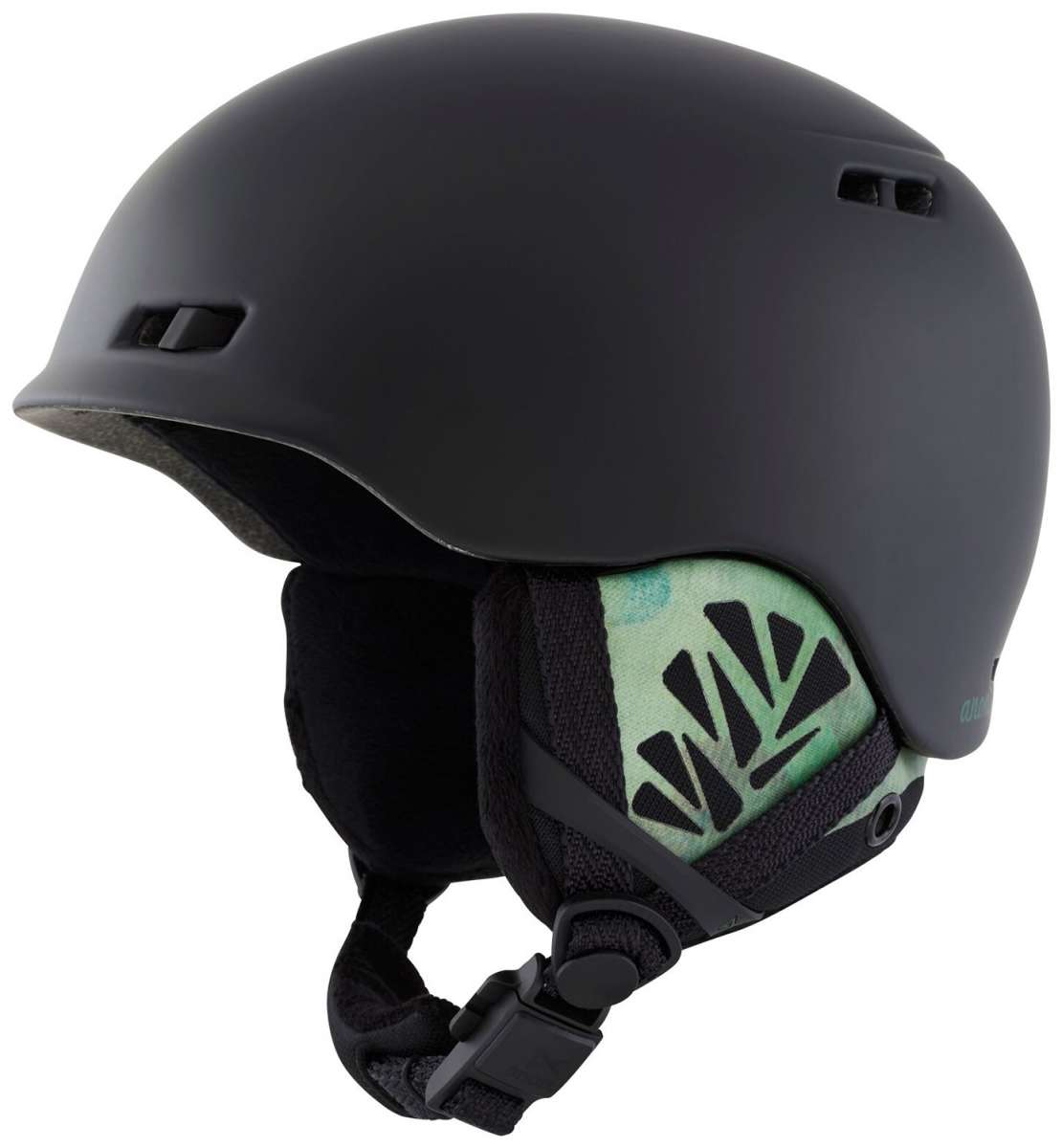 Anon Ladies Rodan Helmet 2022-2023 - A matte black helmet with a subtle pattern of light blue dots on the side and back.