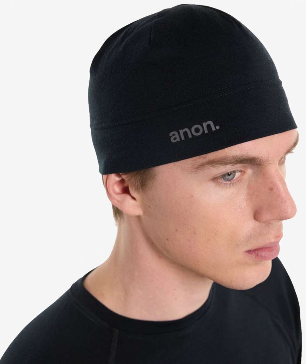 Anon Liner Beanie 2024 - Black beanie with a white logo on the front.