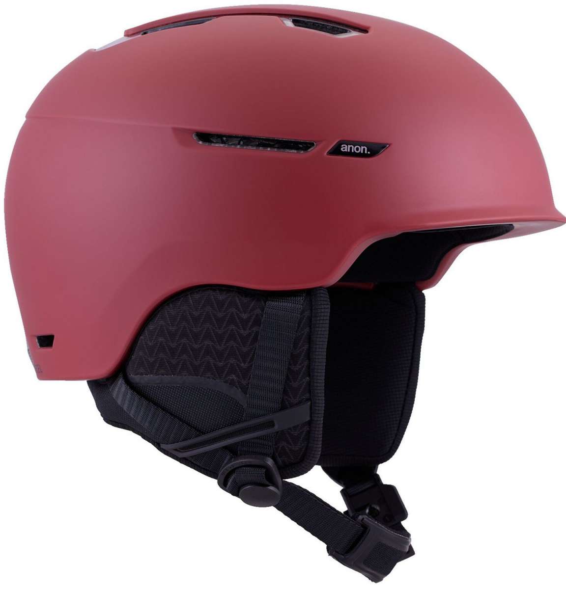 Anon Logan Wavecel Helmet 2024 - A matte black helmet with a white logo on the side and a small vent at the top.