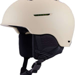 Anon Logan Wavecel Helmet 2024 - A white helmet with a green logo on the side and a black chin strap.