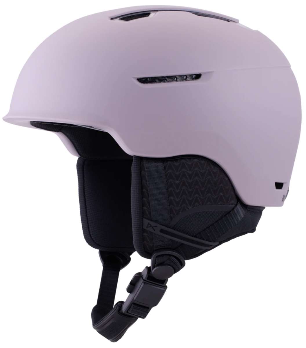 Anon Logan Wavecel Helmet 2024 - A white helmet with a black chin strap and ventilation holes on top.
