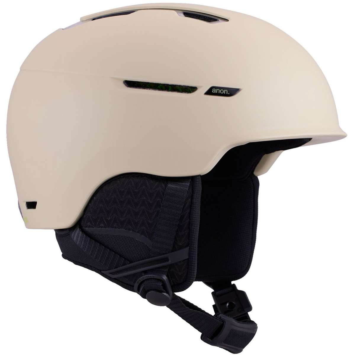 Anon Logan Wavecel Helmet 2024 - A white helmet with a black visor and ventilation holes on top.