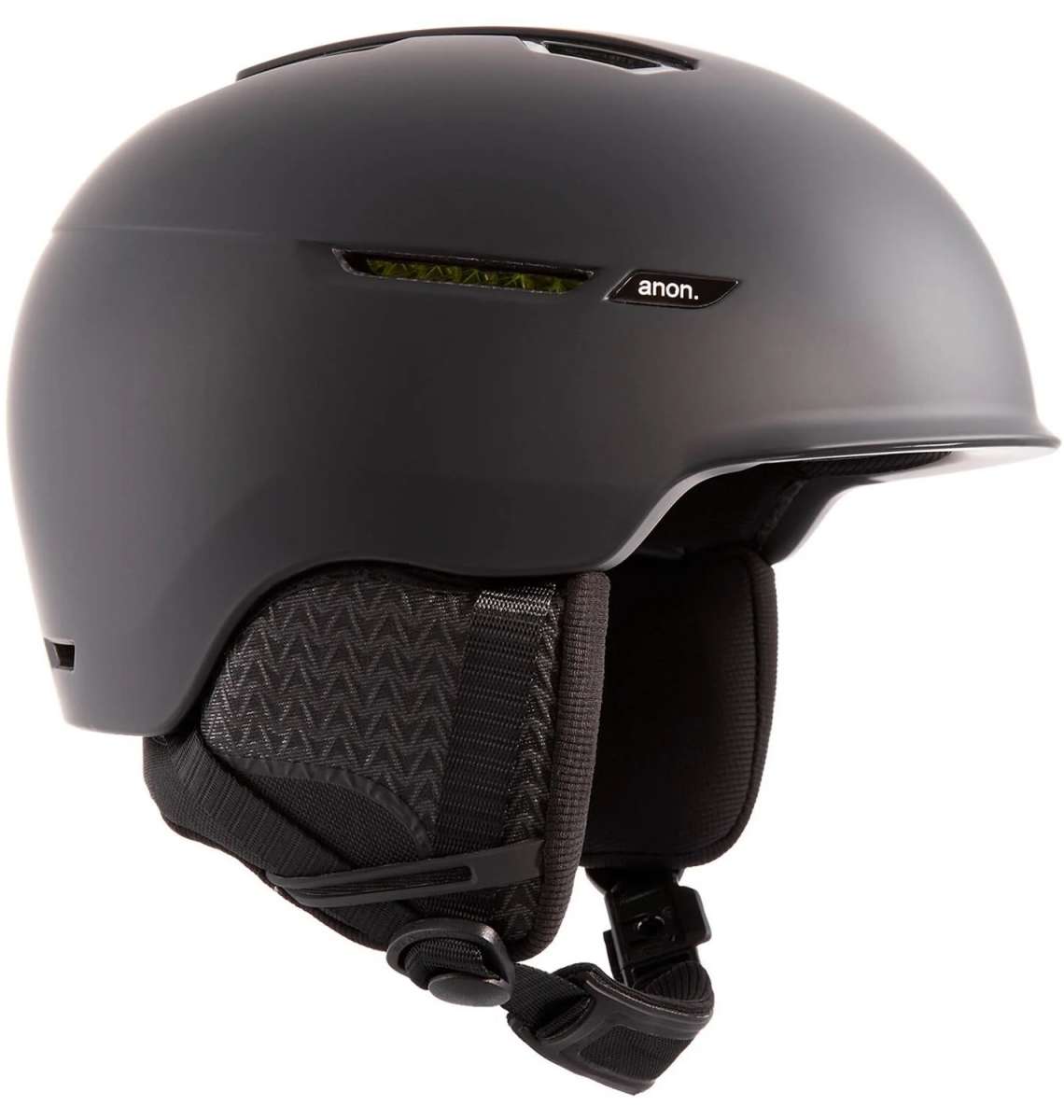 Anon Logan Wavecel Helmet 2024 - Matte black helmet with a subtle wave pattern on the side and a small white logo near the back.