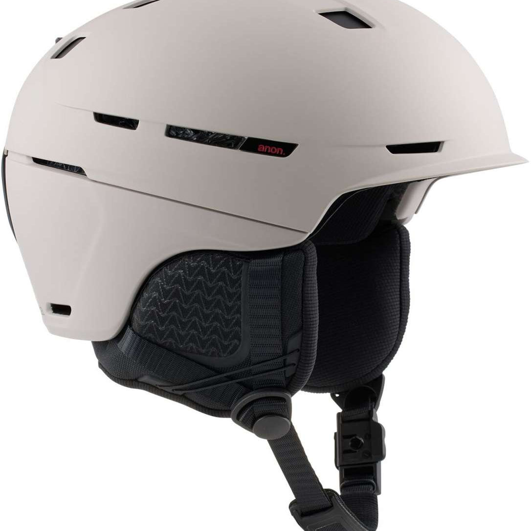 Anon Merak WaveCel Helmet 2022-2023 - A white helmet with a black chin strap and ventilation holes on top.