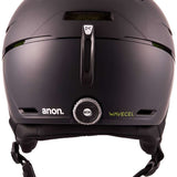 Anon Merak WaveCel Helmet 2022-2023 - Matte black helmet with a white logo on top and a chin strap.