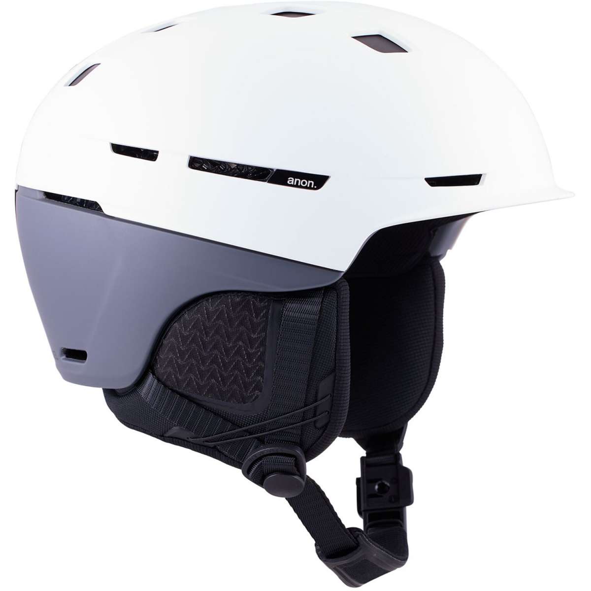Anon Merak Wavecel Helmet 2024 - A white helmet with a black visor and ventilation holes on top.
