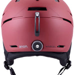 Anon Merak Wavecel Helmet 2024 - Matte black helmet with a white logo on the front and a red stripe running down the middle.