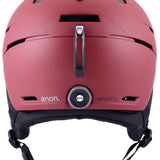 Anon Merak Wavecel Helmet 2024 - Matte black helmet with a white logo on the front and a red stripe running down the middle.