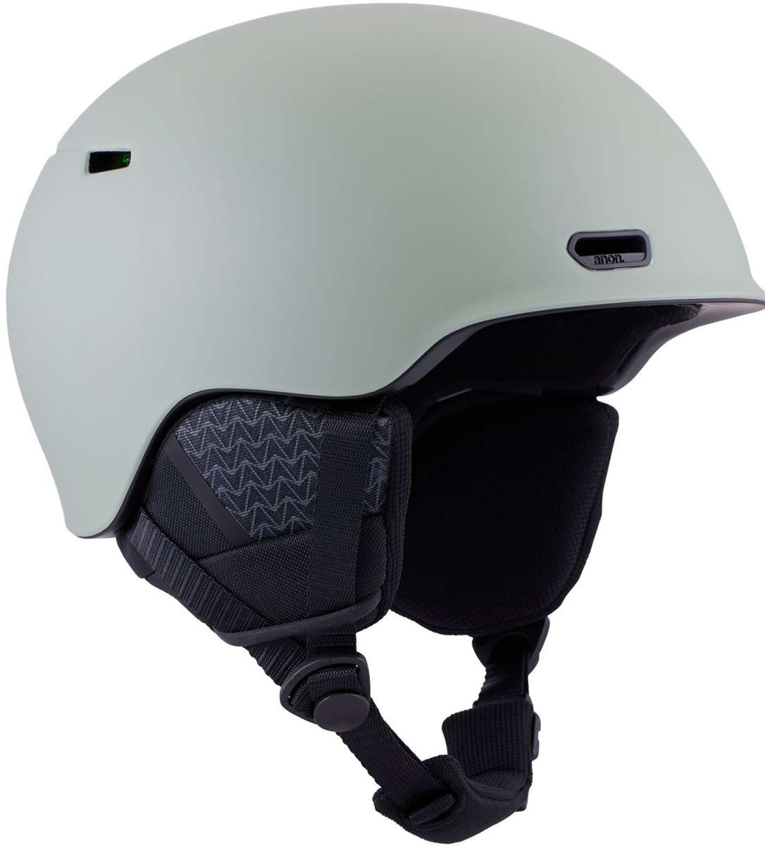 Anon Oslo WaveCel Helmet 2024 - A white helmet with a black chin strap and a small green logo on top.