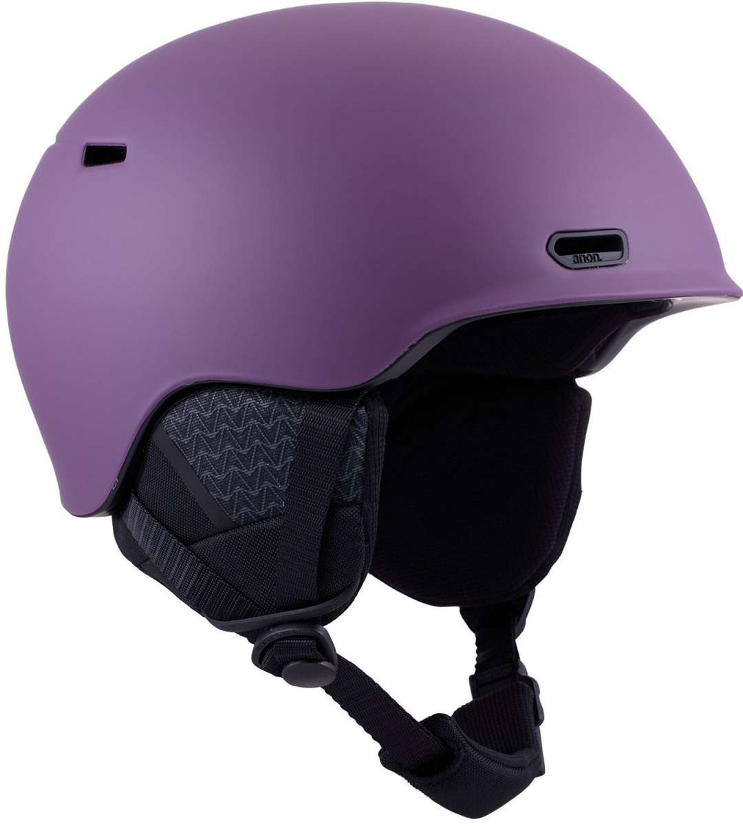 Anon Oslo WaveCel Helmet 2024 - Matte purple helmet with a small vent on top and black chin strap.