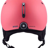 Anon Oslo WaveCel Helmet 2024 - A pink helmet with a black chin strap and white logo on the front.