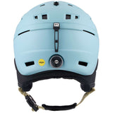 Anon Prime Mips Helmet 2024 - A light blue helmet with a white logo on top and black straps.