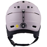 Anon Prime Mips Helmet 2024 - A white helmet with a black chin strap and a silver logo on top.