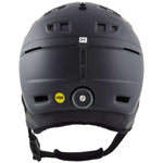 Anon Prime Mips Helmet 2024 - A black helmet with a white logo on top and straps at the back.
