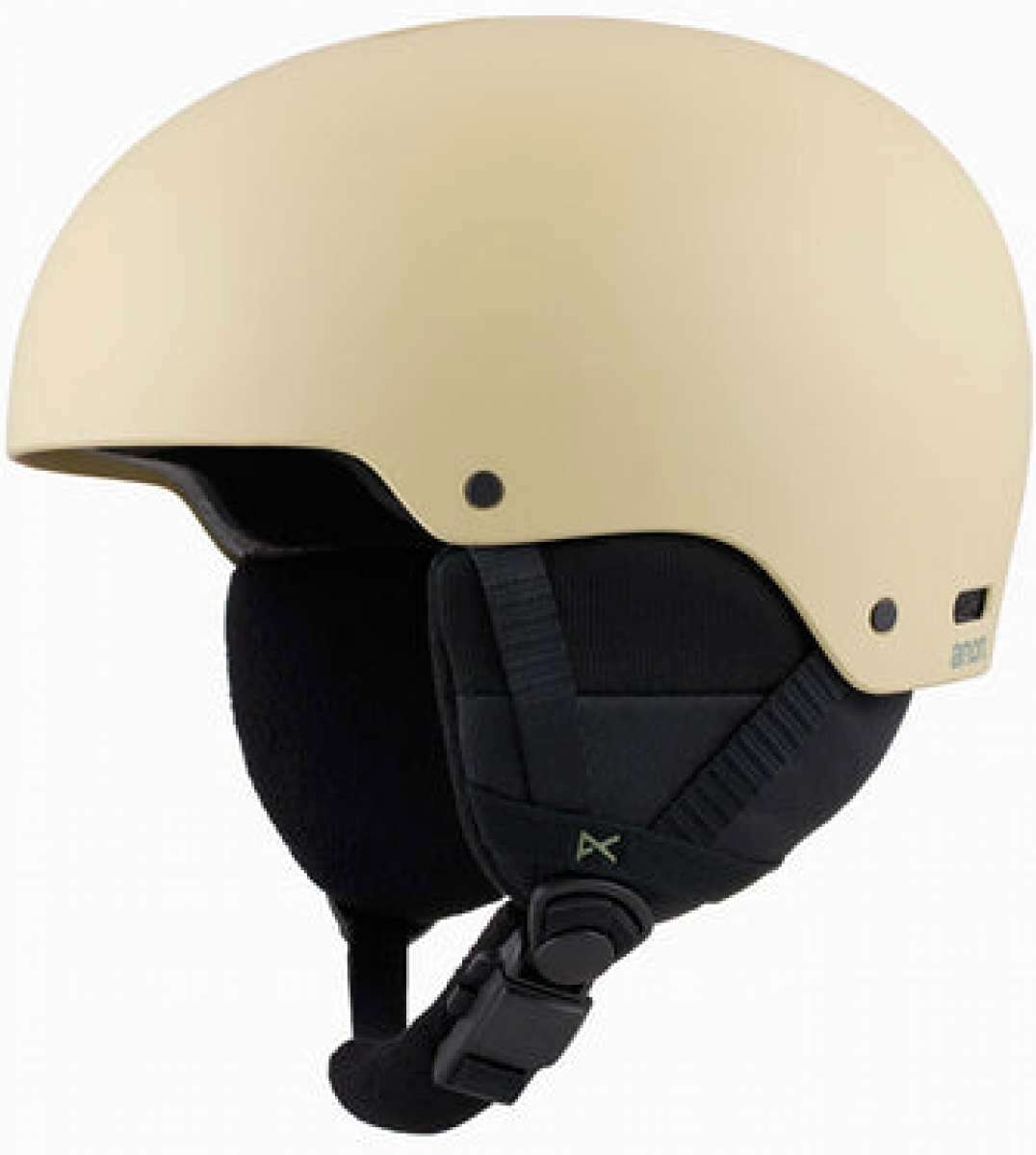 Anon Raider 3 Helmet 2024 - Black helmet with a white logo on the side and a black strap in the back.