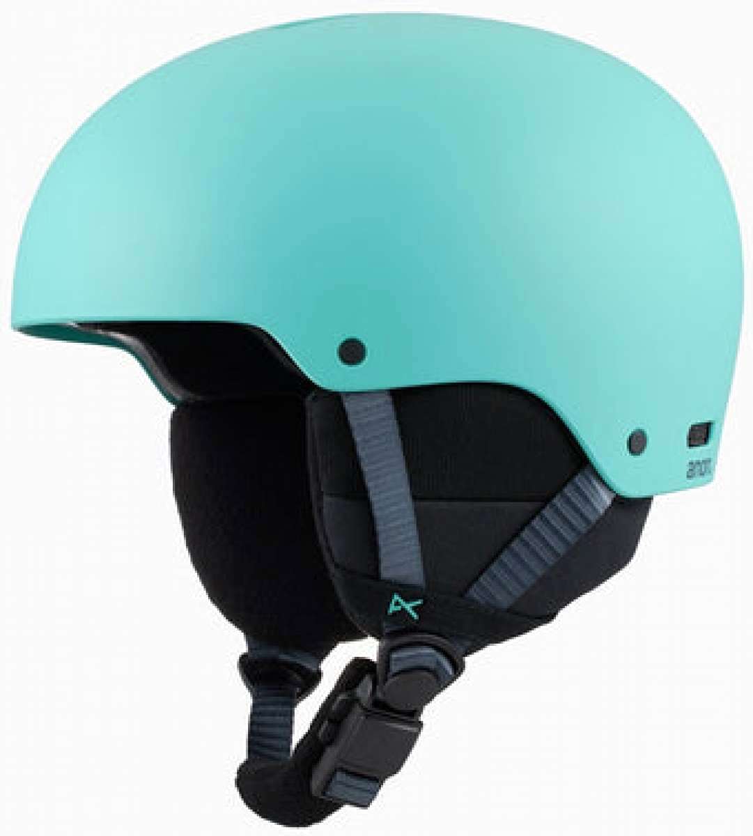 Anon Raider 3 Helmet 2024 - Matte black helmet with a white logo on the side and a chin strap.