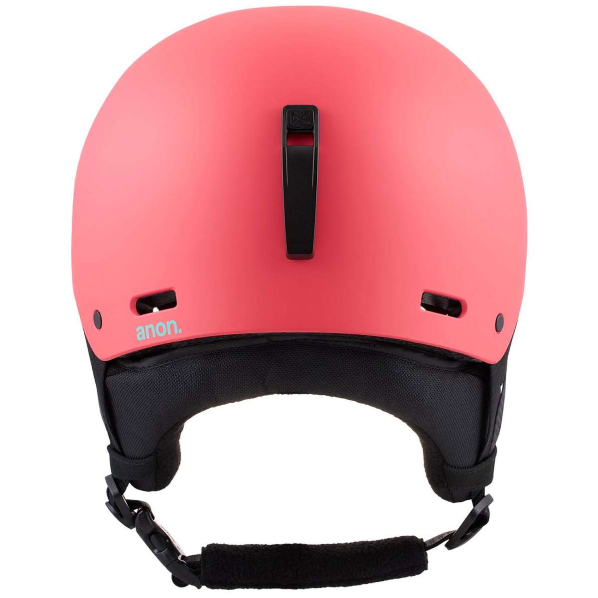 Anon Raider 3 Helmet 2024 - Matte black helmet with a white logo on the front and a strap at the back.