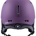 Anon Rodan MIPS Helmet 2024 - A purple helmet with a white logo on the front and a black strap in the back.