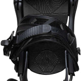 Arbor Cypress Snowboard Binding 2023 - Black bindings with a wood grain pattern on the straps and buckles.